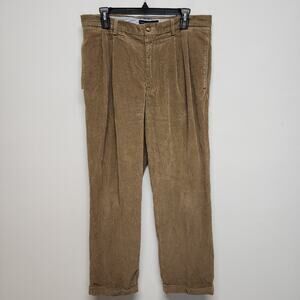 Vintage Tommy Hilfiger Corduroy Pants Size 34x30 Relaxed Pleated Cuffed 90s Dad